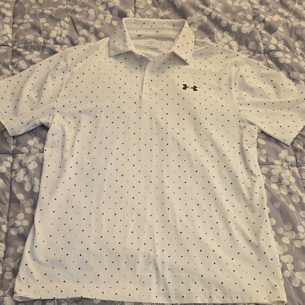 Under Armour Men's White Polo with Black Dots